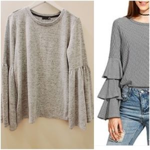 Sears soft sweater top knit jersey meringue heather grey colour, angel sleeves